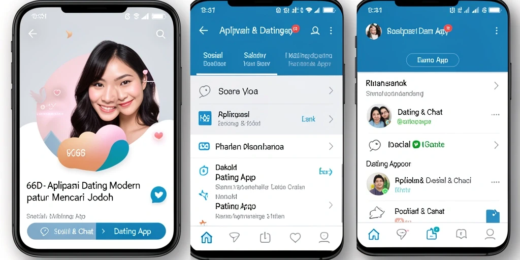 Antarmuka user-friendly aplikasi dating 66D dengan berbagai fungsi menarik.