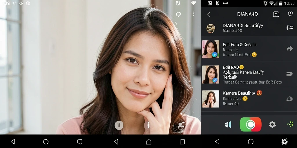 Antarmuka pengguna DIANA4D yang simpel dan menarik untuk aplikasi Kamera Beautify.