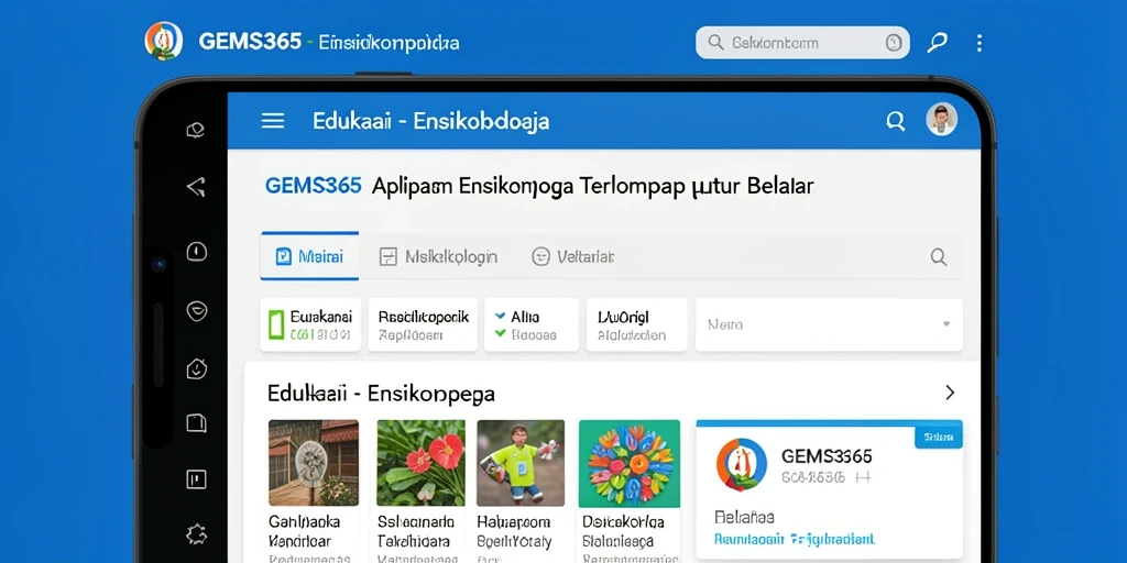 Tampilan antarmuka GEMS365 yang user-friendly dan informatif.